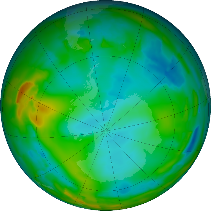 Antarctic ozone map for 05 July 2011